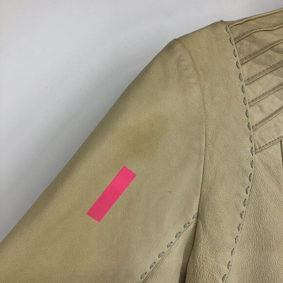 Aritzia Mackage Beige/Cream Lamb leather bomber style moto jacket size L - Picture 11 of 16